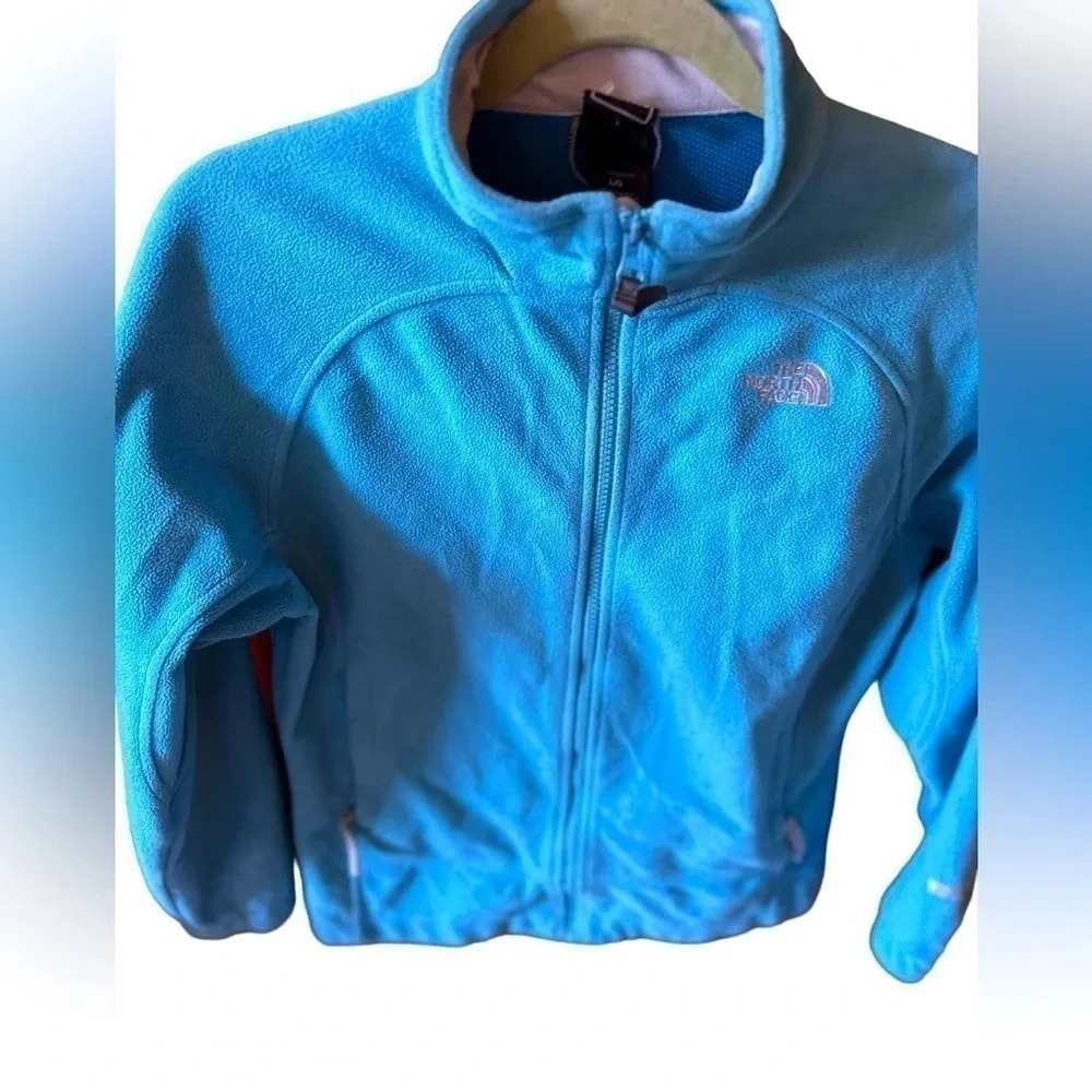 North Face youth size large blue windwall zipup fleece jacket. GUC.